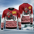 FUNSTUFFPRINT Santa Riding Motorbike To Holiday Ugly Christmas Sweater For Men & Women Ugly Sweater