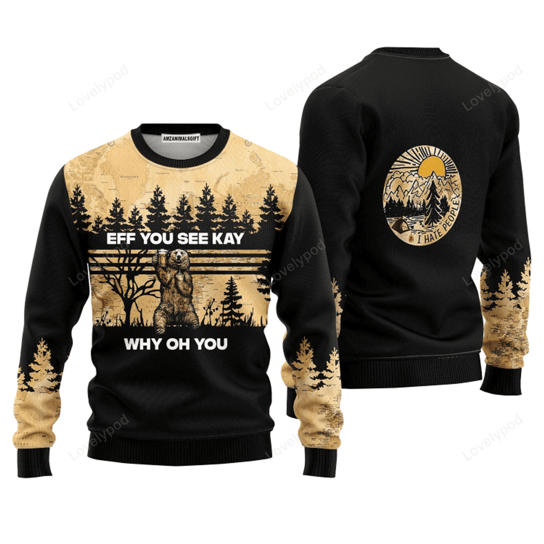 FUNSTUFFPRINT Beer Sweater You See Kay Why Oh You, Ugly Sweater For Men & Women, Christmas gifts Ugly Sweater