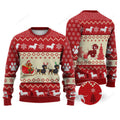 FUNSTUFFPRINT Dachshund Dog Reindeer Christmas Sweater Christmas Knitted Gift For Christmass Day Ugly Sweater