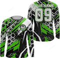 FUNSTUFFPRINT Custom Dirt Bike Jersey Men Women, Green Motocross Off-Road Long Sleeve MX Racing Shirt 3D Long Sleeve T-Shirt