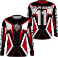 FUNSTUFFPRINT Custom Dirt Bike Jersey Men Women, Red Motocross Off-Road Long Sleeve MX Racing Shirt 3D Long Sleeve T-Shirt