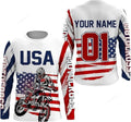 FUNSTUFFPRINT Custom American Flag Motocross Jersey Patriotic Dirt Bike Racing Shirt 3D Long Sleeve T-Shirt