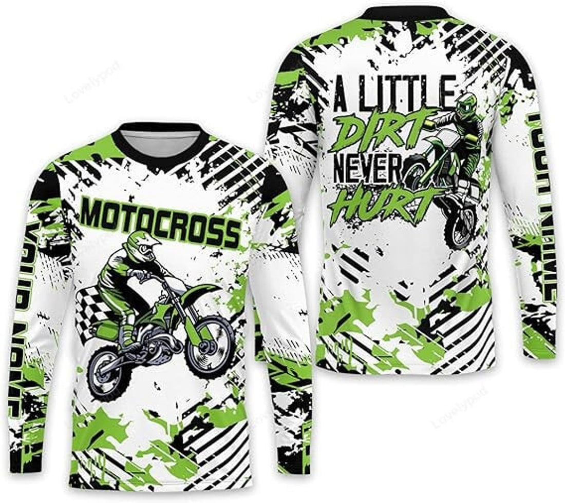 FUNSTUFFPRINT Custom 3D Motocross Jersey for men, Dirt bike Racing Long Sleeve T-Shirt, American Flag Riding Jersey 3D Long Sleeve T-Shirt