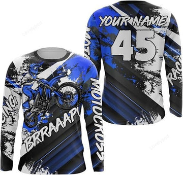 FUNSTUFFPRINT Custom Motocross Jersey Men Women, Racing Dirt Bike Shirt Brap Extreme Off-Road Motorcycle 3D Long Sleeve T-Shirt