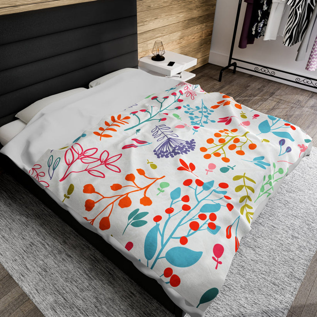 FUNSTUFFPRINT Fleur Velveteen Plush Blanket