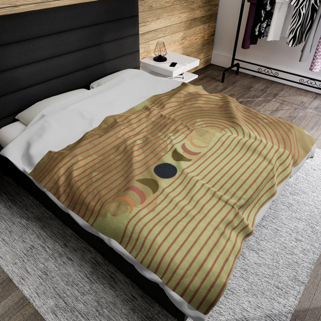 FUNSTUFFPRINT Deco Moon Velveteen Plush Blanket