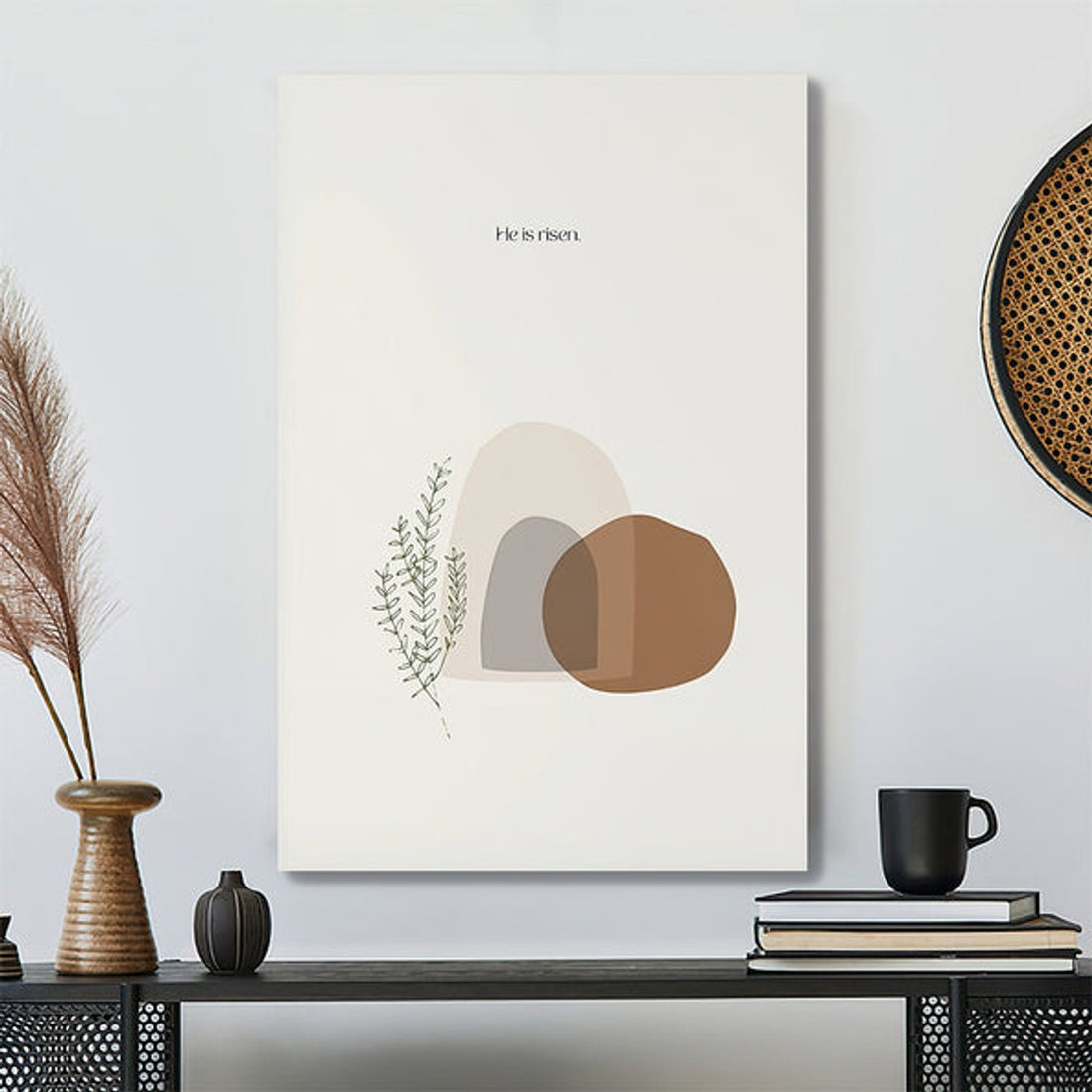 He is Risen - Minimalist Empty Tomb Resurrection Wall Art - Easter Canvas - Easter Decor - Easter Art - Christian Canvas 
