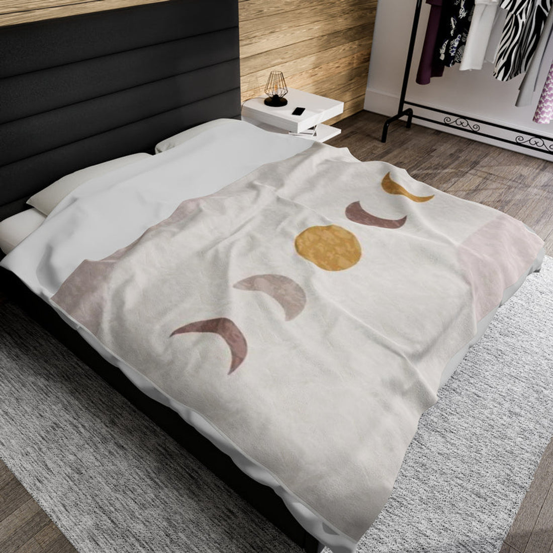 FUNSTUFFPRINT Moon Phase Velveteen Plush Blanket