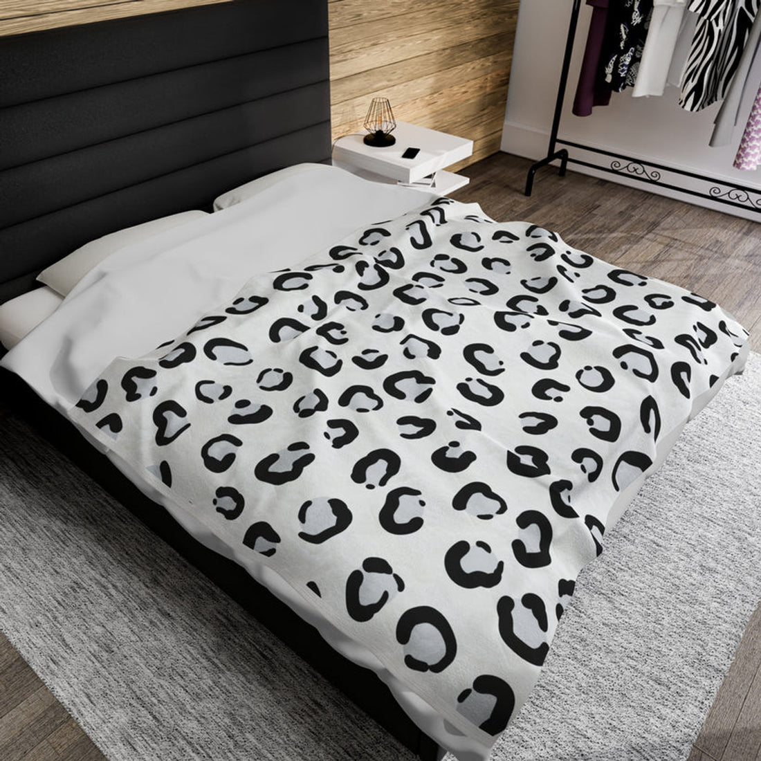 FUNSTUFFPRINT Snow Leopard Velveteen Plush Blanket