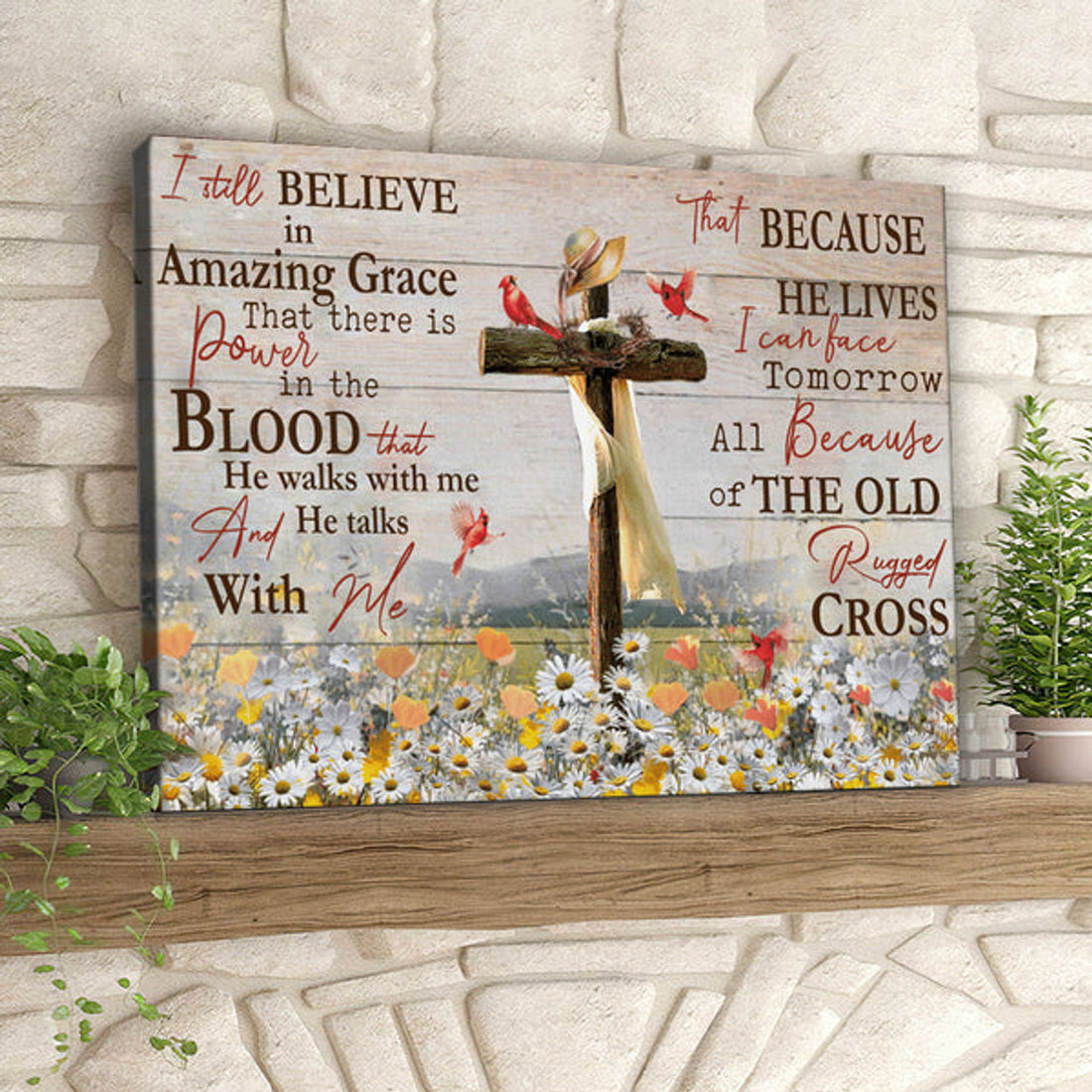 I Still Believe In Amazing Grace - Cardinal Bird And Cross - Christian Canvas Prints - Faith Canvas - Bible Verse Canvas 