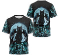 FUNSTUFFPRINT Personalized T-Shirt, Hoodie - Bat Winged Cat Moon Night Skull Pattern 3D T-shirt