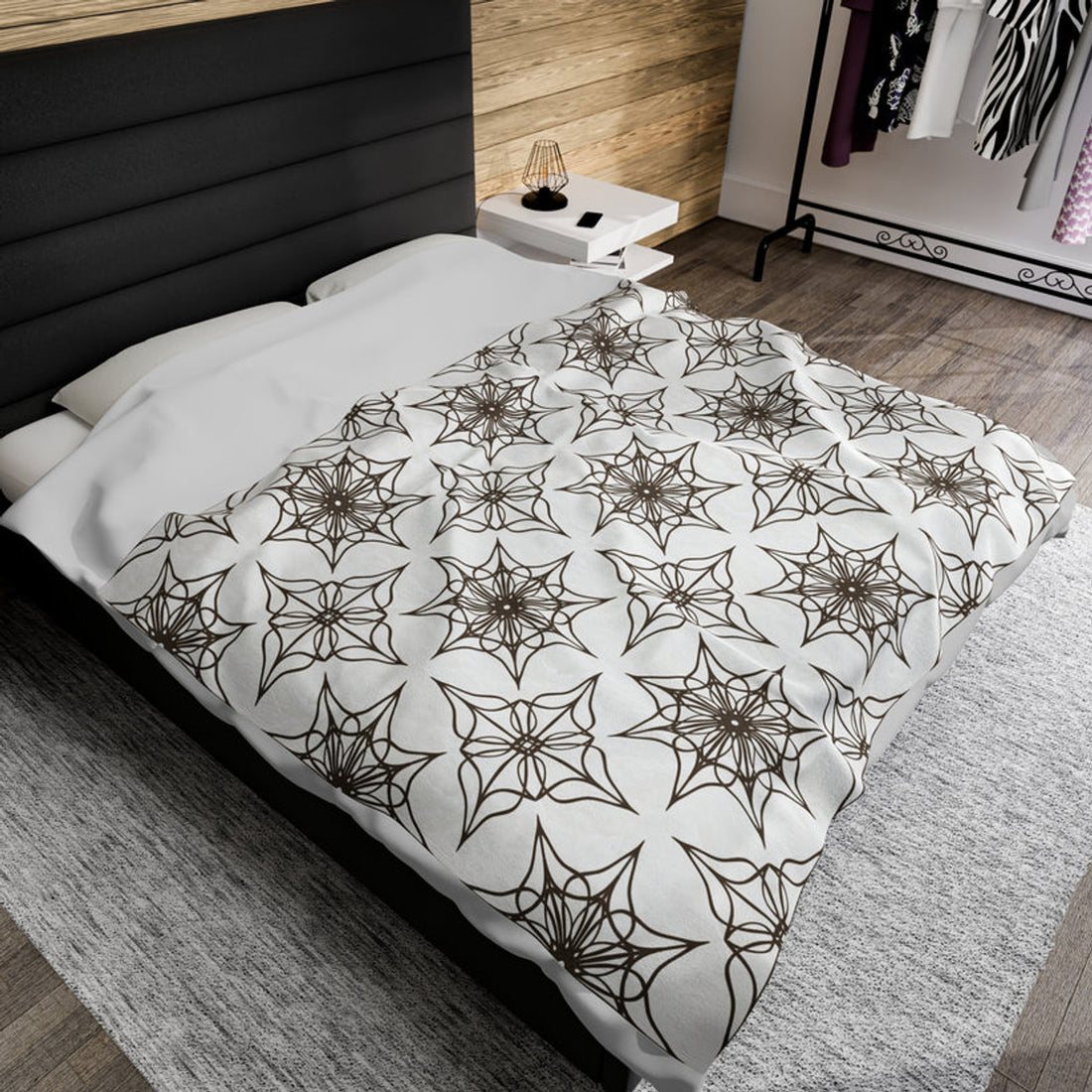 FUNSTUFFPRINT Western Snowflake Velveteen Plush Blanket