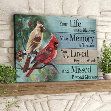 You Life Was A blessing - Cardinal Bird - Christian Canvas Prints - Faith Canvas - Bible Verse Canvas 