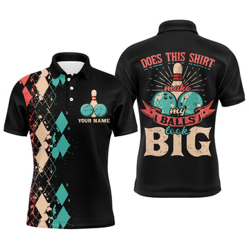 Custom Funny Men Bowling Polo Shirt, Personalized Bowlers Jersey Does This Shirt Make My Balls Look Big