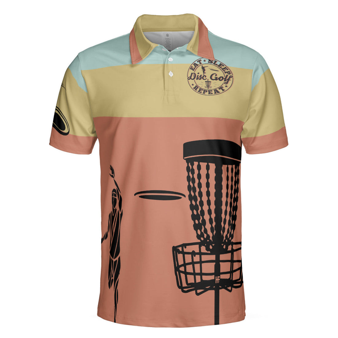 Vintage Palette Sporty Men Polo Shirt, Eat Sleep Disc Golf Repeat Polo Shirt, Best Disc Golf Shirt For Men