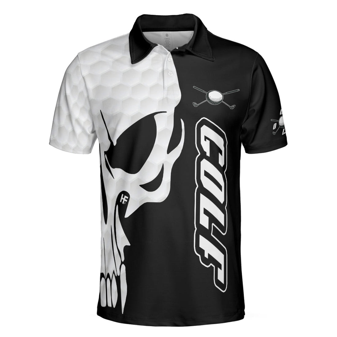 Golf And Skull Golf Men Polo Shirt, Black And White Golf Pattern Polo Shirt, Best Golf Shirt For Men, Best Gift For Golfers