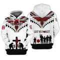FUNSTUFFPRINT Lest We Forget UK Veteran 3D Hoodie and Zip Hoodie