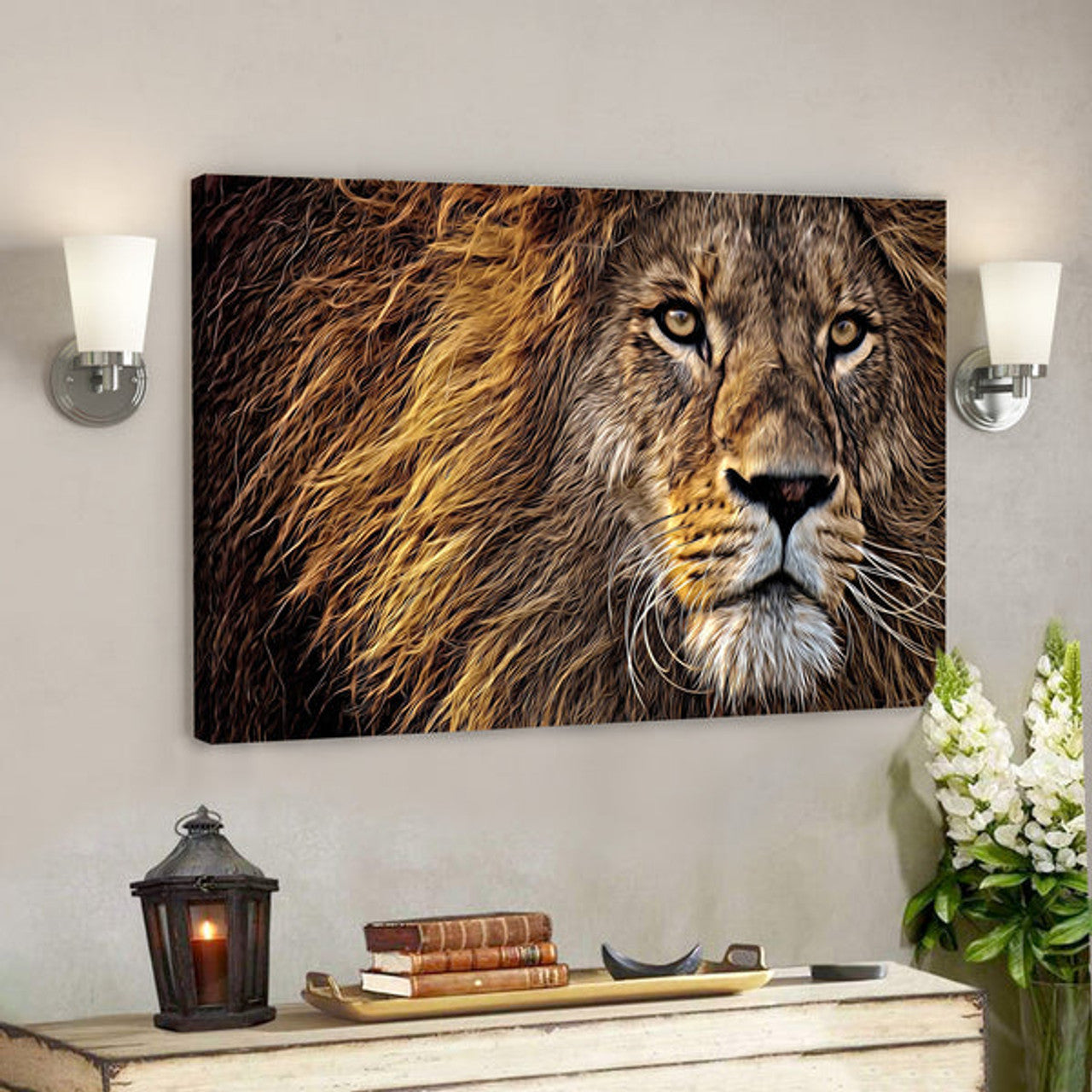Lion Canvas - Bible Verse Canvas - Scripture Canvas Wall Art 