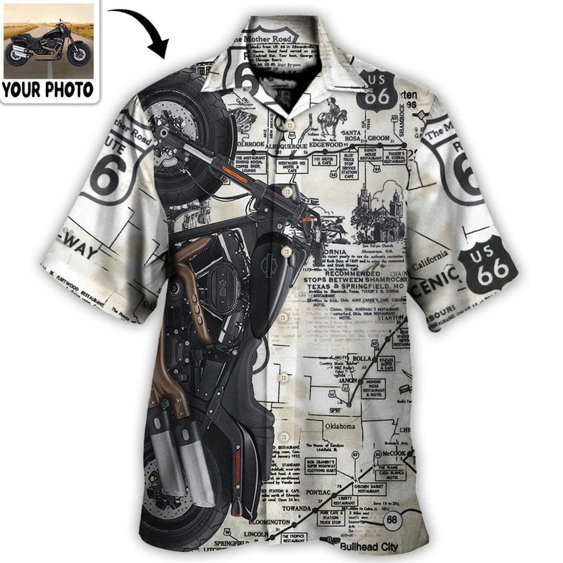 Motorcycle Biker Happy Ride No Road Is To Long Custom Photo - Hawaiian Shirt