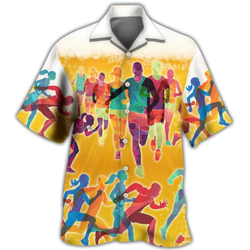 Beer I Like Beer And Running Hawaiian Shirt Men Women Gift For Beer Day Party Running Lover