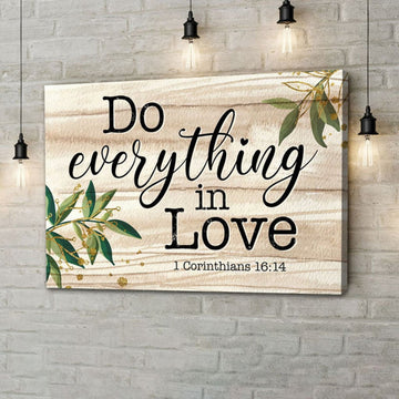1 Corinthians 1614 Do Everything In Love Wall Art Canvas Bible Verse Wall Art - Religious Wall Decor