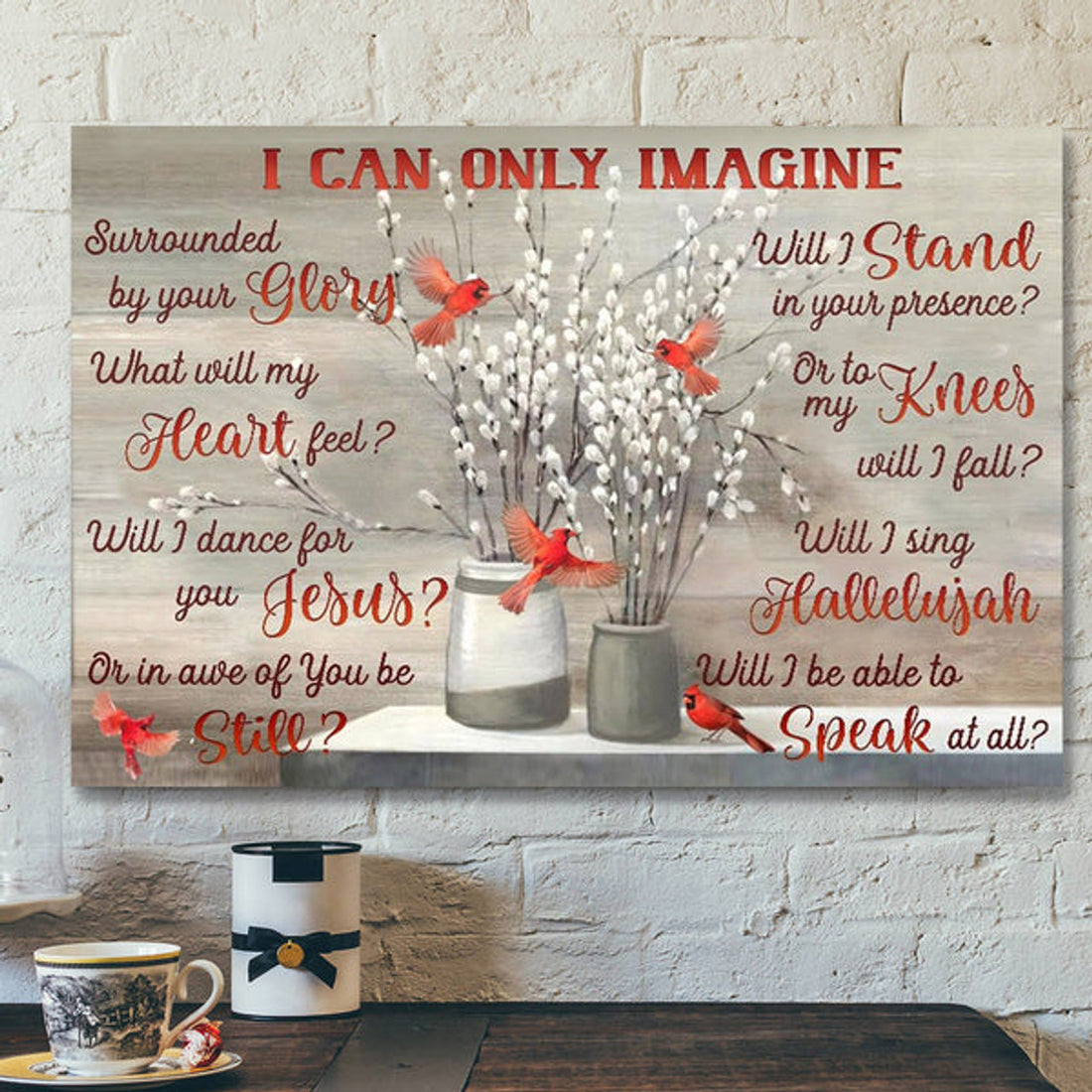 God Jesus Horizontal Canvas Prints - God Wall Art - Cardinal - Adorable Flower Vase - I Can Only Imagine 