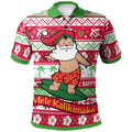 Hawaii Christmas Polo Shirt - Santa Surfing Funny Xmas Polo Shirt Men Women