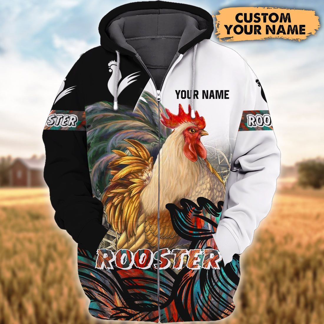 FUNSTUFFPRINT Personalized Rooster 3D All Over Printed Shirts 3D Hoodie and Zip Hoodie