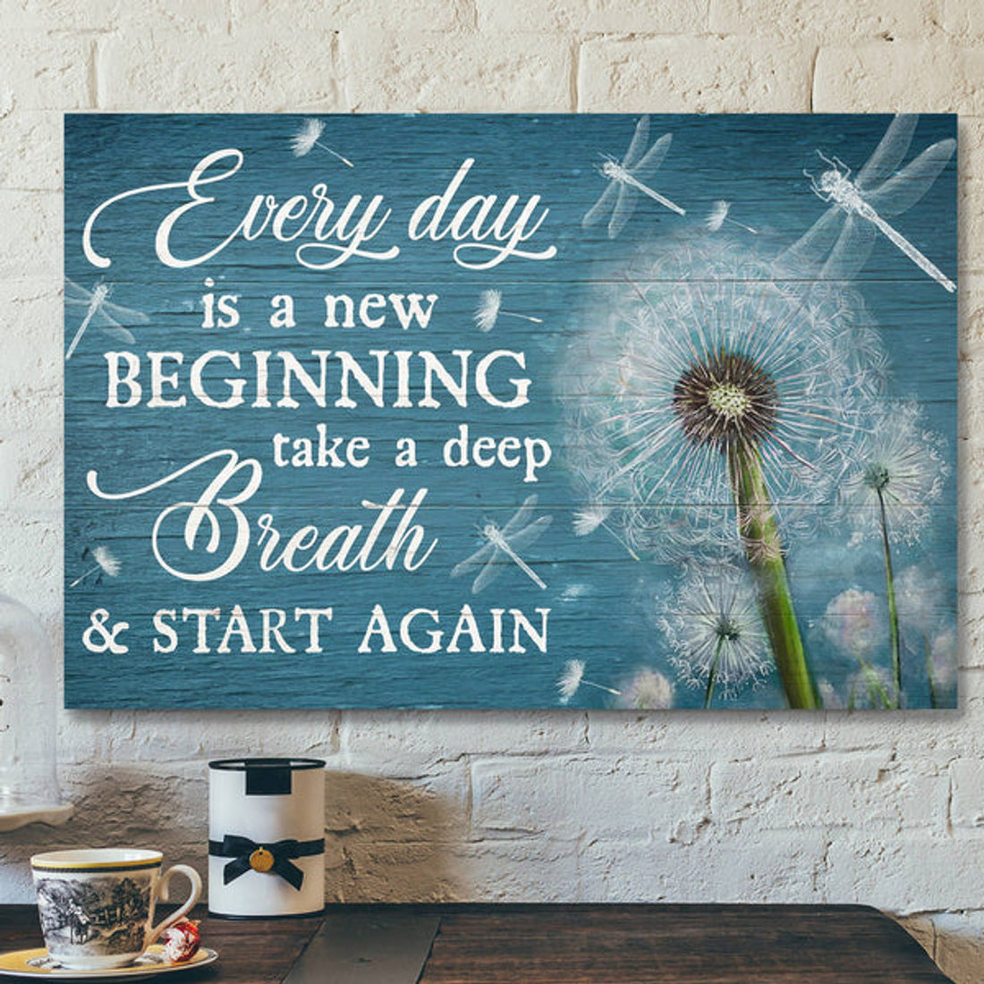 God Jesus Landscape Canvas Prints - God Wall Art - Jesus, Dandelion, Dragonfly - Everyday Is A New Beginning