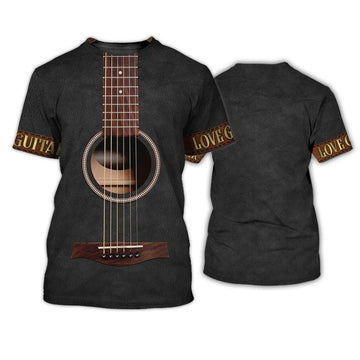FUNSTUFFPRINT Sublimation On Guitar Classic, Guitar Acoustic Shirt For Guitar Men, Guitar Lover 3D T-shirt