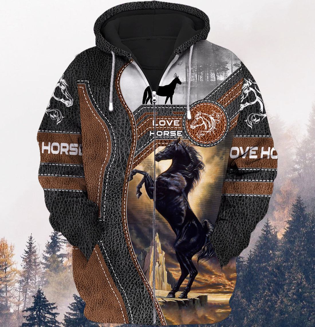 FUNSTUFFPRINT Brown Horse 3D Full Print 3D Hoodie and Zip Hoodie