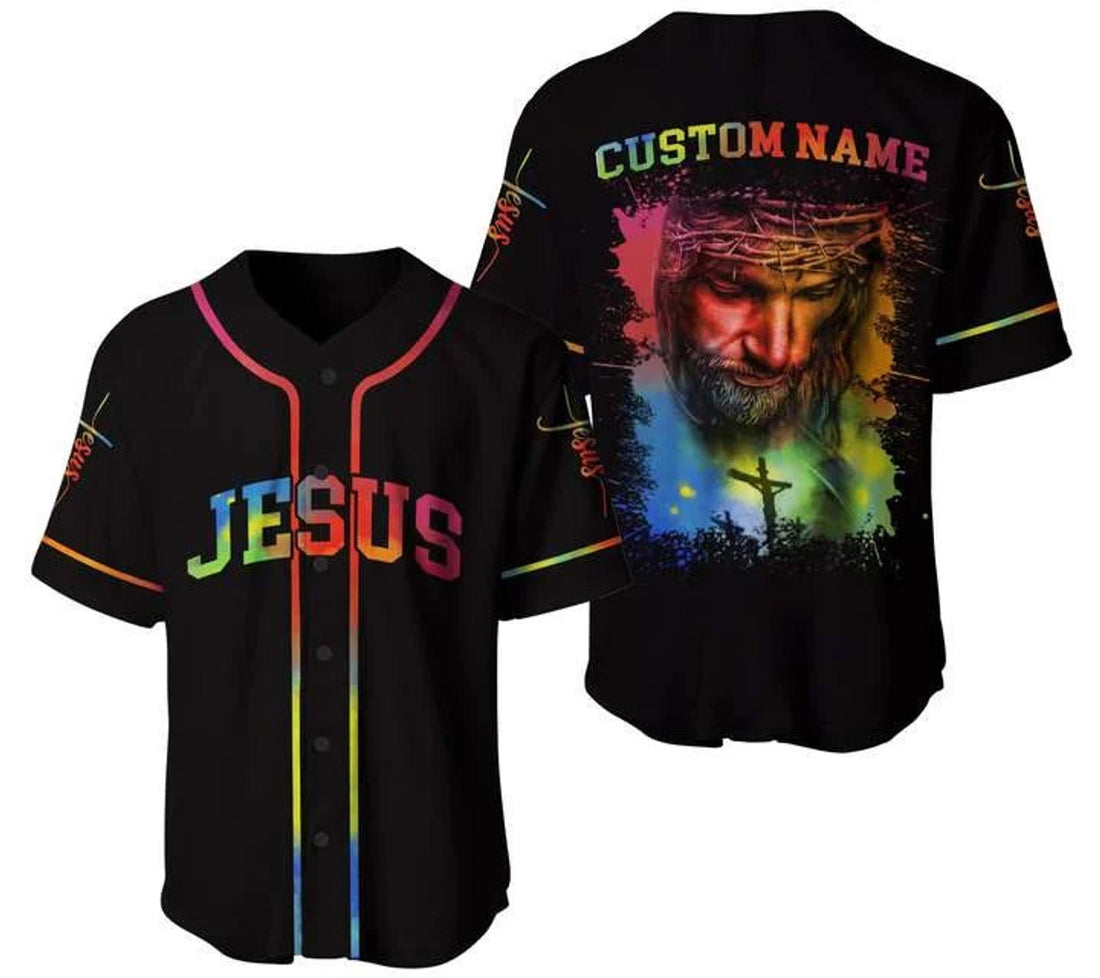 Personalized Jesus Baseball Jersey - Cross, God Baseball Jersey - Gift For Christians - Colorful Custom Printed 3D Baseball Jersey Shirt For Men Women