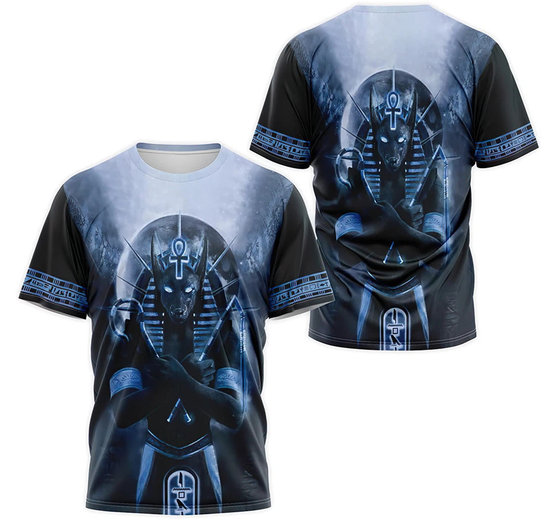 FUNSTUFFPRINT Personalized T-Shirt, Hoodie - Anubis God Blue Ancient Egypt Hieroglyphic Weighing Of The Heart Nekhakha 3D T-shirt