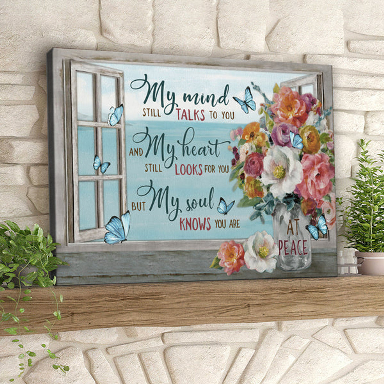 My Mind Still Talks To You - Buttetfly And Flower - Christian Canvas Prints - Faith Canvas - Bible Verse Canvas 
