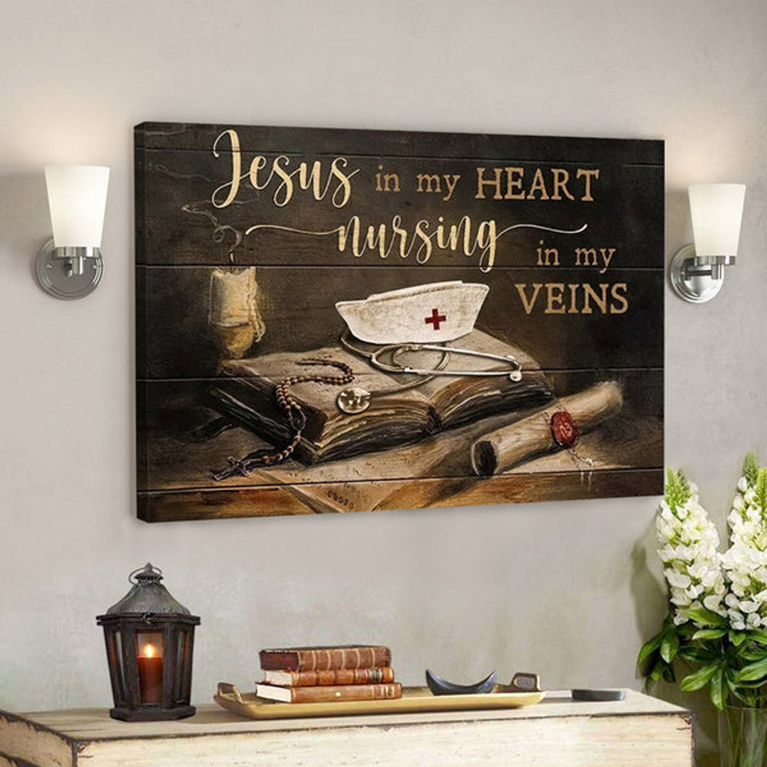 Jesus In My Heart Nursing In My Veins - Christian Canvas Prints - Faith Canvas - Bible Verse Canvas 