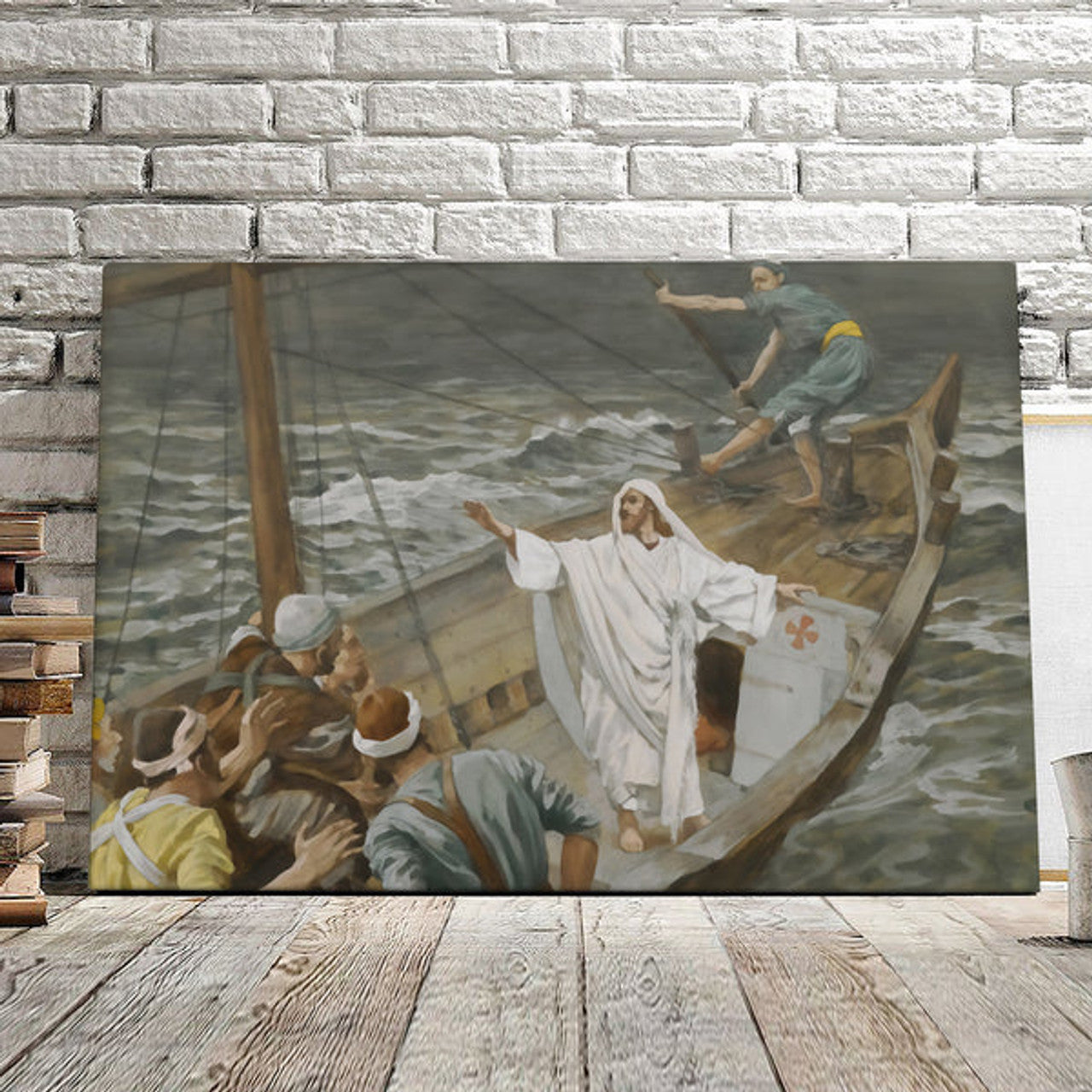 Jesus Calms the Storm at the Sea - Matthew 8:24-34 - Christ Pictures - Christian Canvas Prints - Faith Canvas - Gift For Christian 