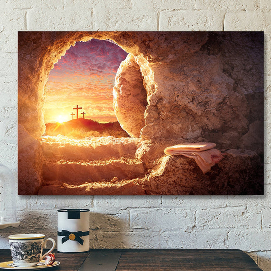 Easter Wall Art - He Is Risen Canvas - Empty Tomb Wall Art - Easter Art - Christian Canvas - Jesus Home Decor 