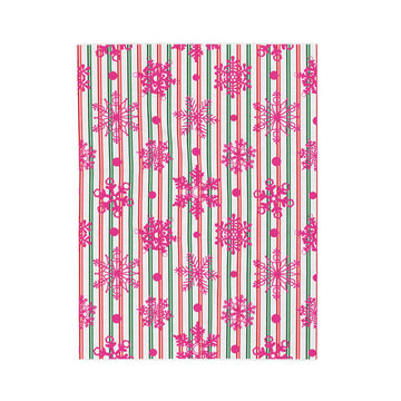 FUNSTUFFPRINT Pink Candy Snowflakes Velveteen Plush Blanket