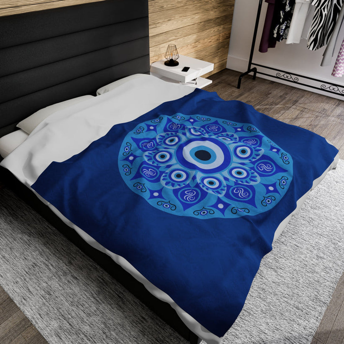 FUNSTUFFPRINT Evil Eye Velveteen Plush Blanket