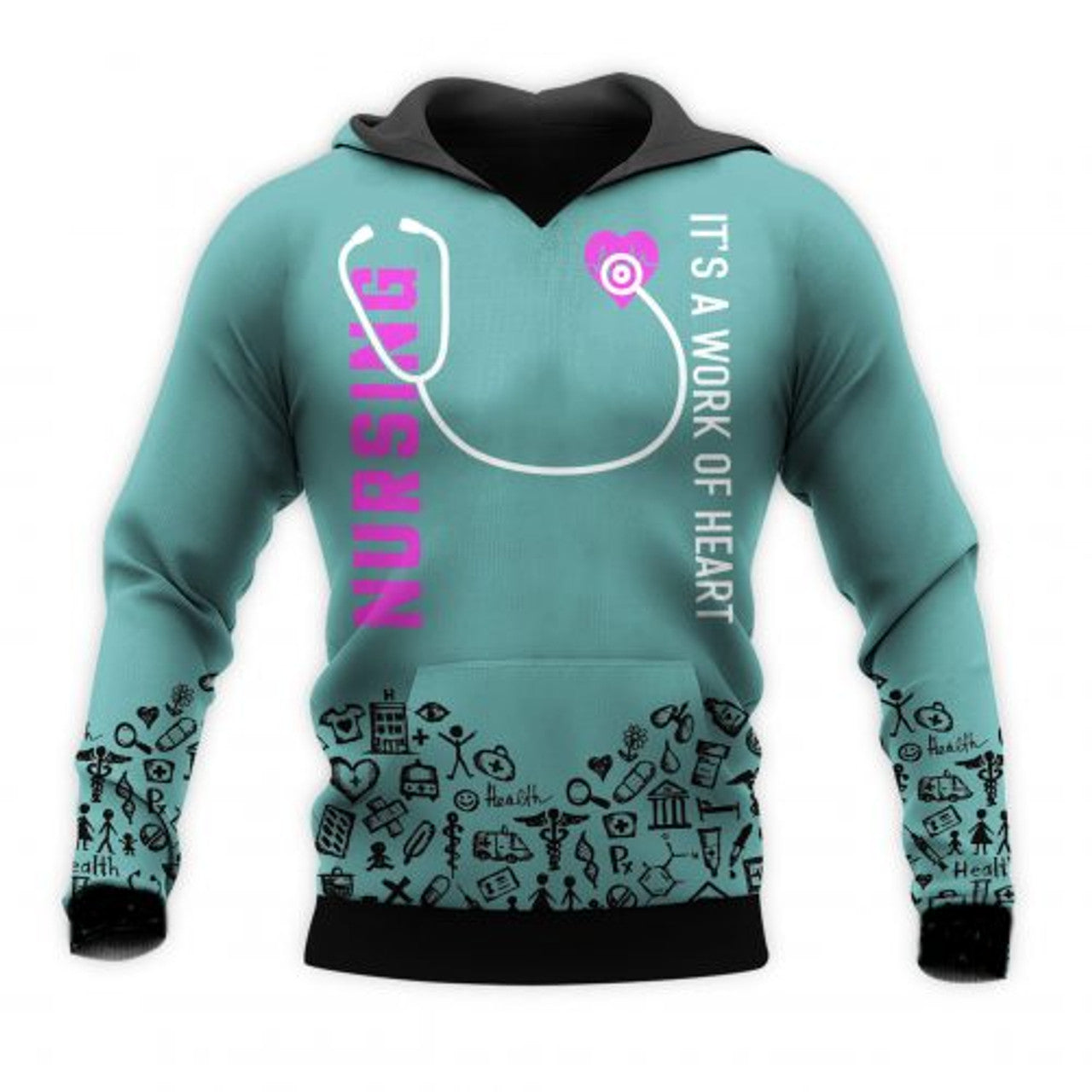 FUNSTUFFPRINT Nurse 3D Hoodie Gift For Nurse Its A Work Of Heart 3D Hoodie and Zip Hoodie