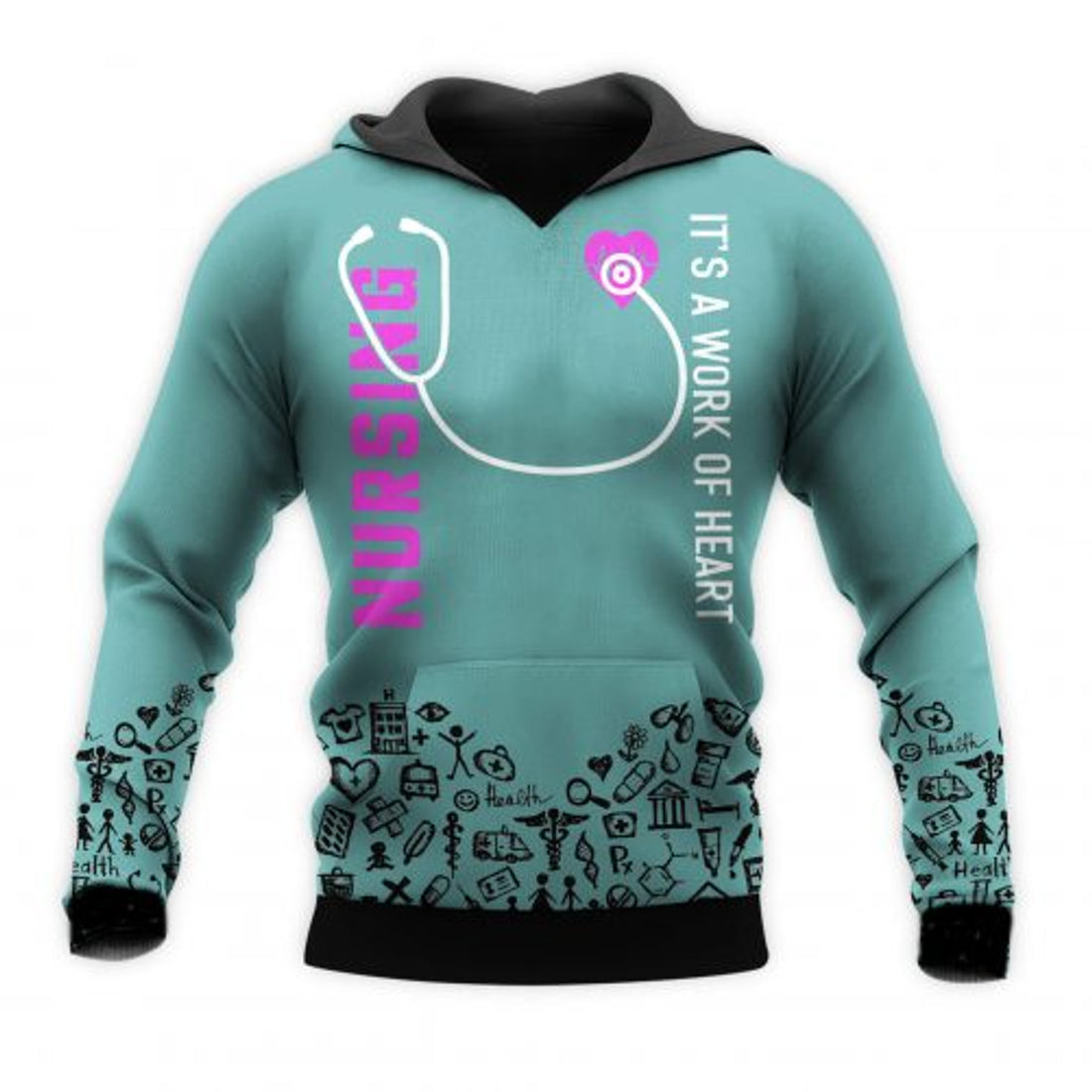 FUNSTUFFPRINT Nurse 3D Hoodie Gift For Nurse Its A Work Of Heart 3D Hoodie and Zip Hoodie