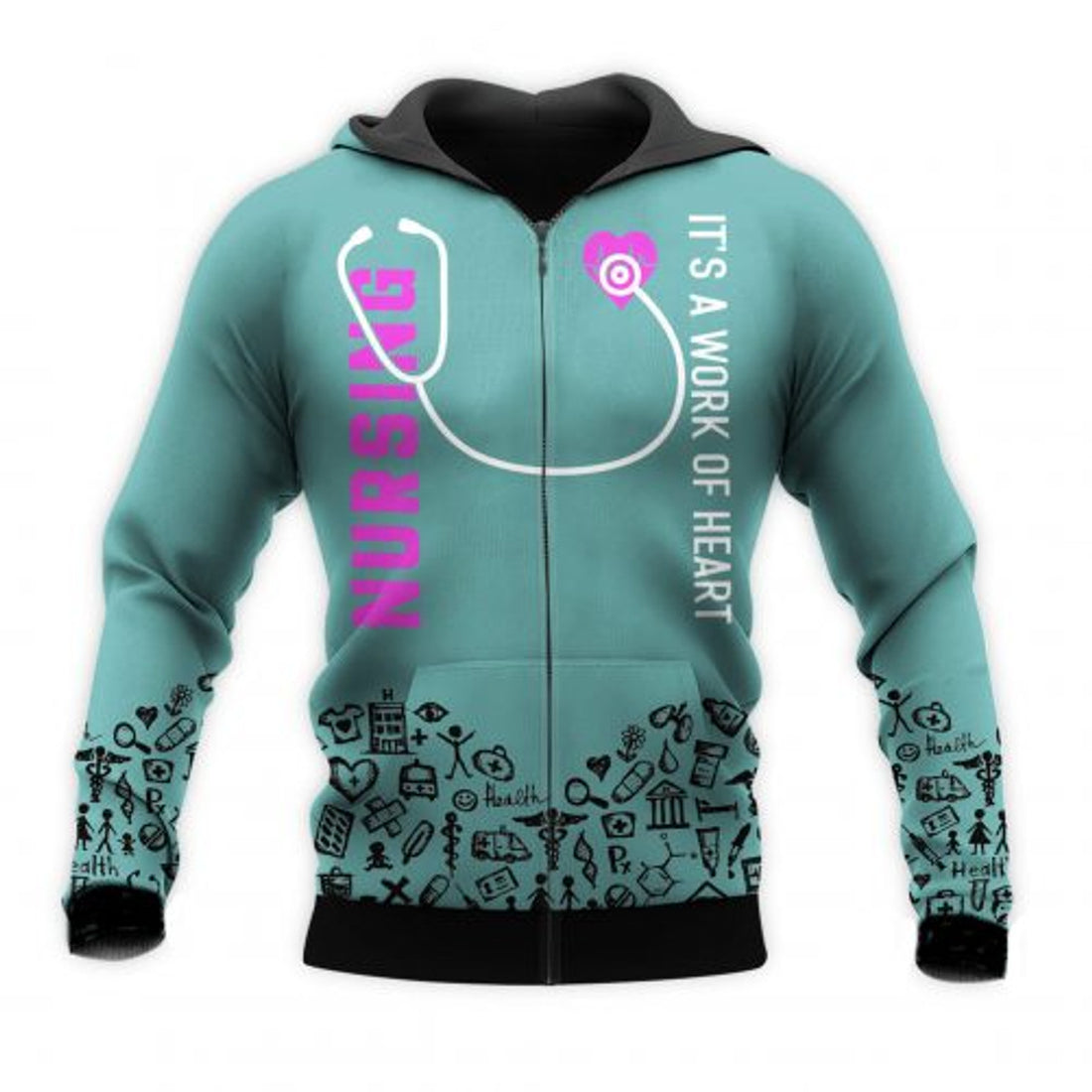 FUNSTUFFPRINT Nurse 3D Hoodie Gift For Nurse Its A Work Of Heart 3D Hoodie and Zip Hoodie