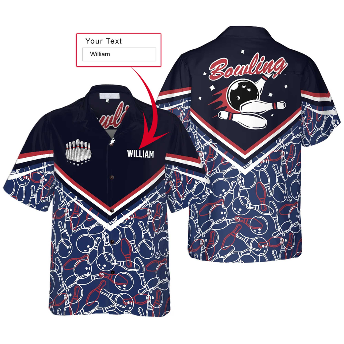 Custom Bowling Pattern Custom Name Hawaiian Shirt, Personalized Colorful Summer Aloha Shirt For Men Women, Perfect Gift For Friend, Family, Bowling Lovers