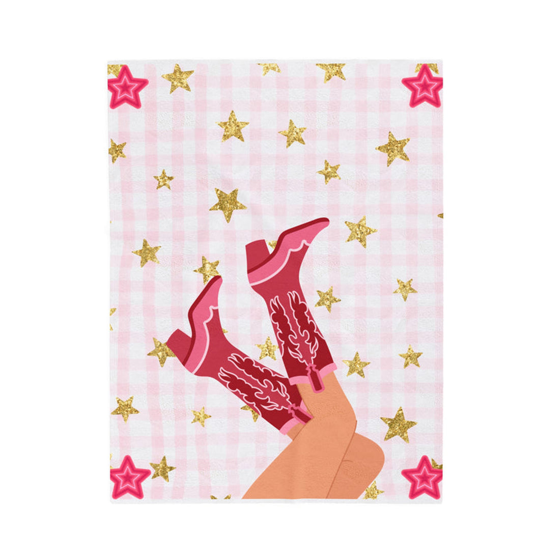 FUNSTUFFPRINT Cowgirl Velveteen Plush Blanket