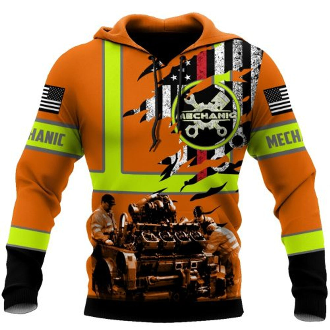 FUNSTUFFPRINT Mechanic Orange 3D Hoodie For Men And Women 3D Hoodie and Zip Hoodie