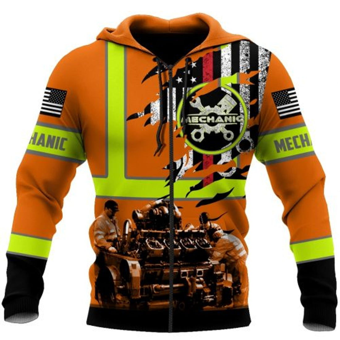 FUNSTUFFPRINT Mechanic Orange 3D Hoodie For Men And Women 3D Hoodie and Zip Hoodie