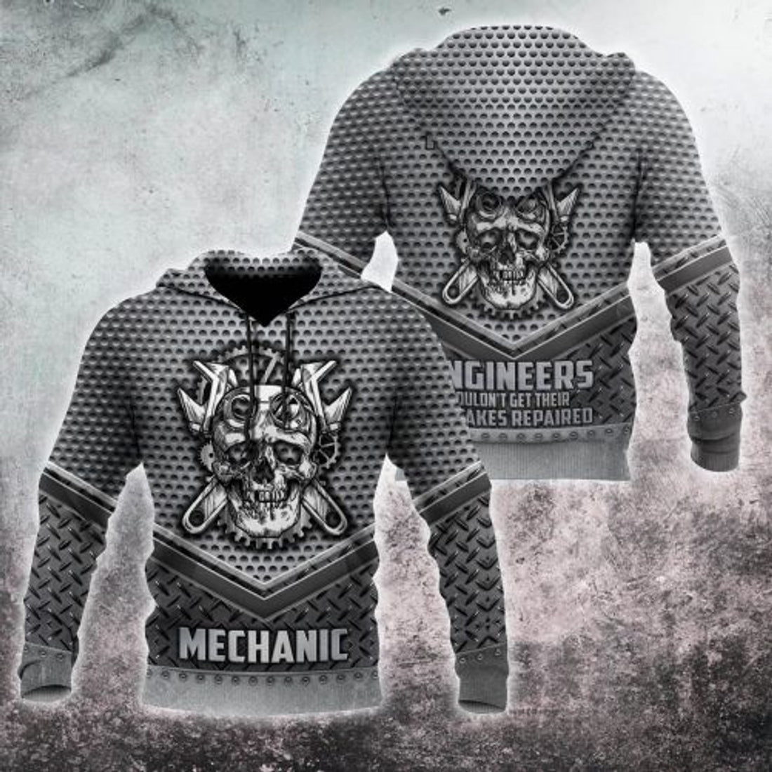 FUNSTUFFPRINT Mechanic Skull 3D Hoodie For Men 3D Hoodie and Zip Hoodie