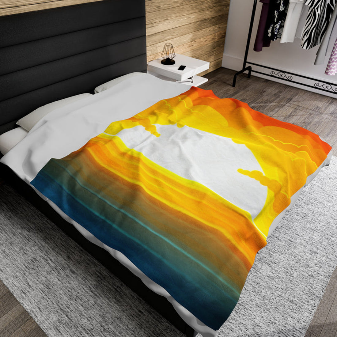 FUNSTUFFPRINT Rise & Shine Sunrise Velveteen Plush Blanket