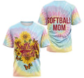 FUNSTUFFPRINT Personalized T-Shirt, Hoodie - Tie Dye Softball Mom Sunflower Butterfly 3D T-shirt