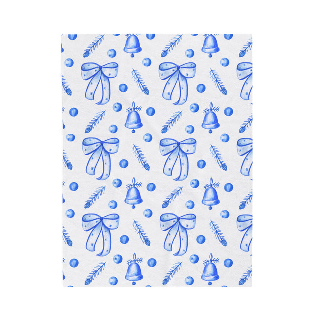 FUNSTUFFPRINT Blue Christmas Velveteen Plush Blanket